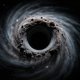 A black hole in the center with space around it , photorealistic, hyperrealism, high detail