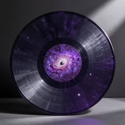 vinyl record made of stardust, purple space cloud galaxy, artstation octane render