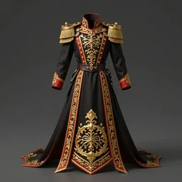 black red and gold baroque detailed filigree banner warhammer concept art, long military tabard