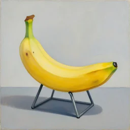 A painting by Arne Jacobsen of a chair in the form of a banana