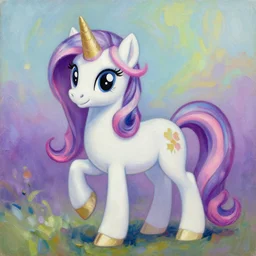 beautiful unicorn, colorful oil painting
