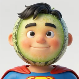 a super hero with melon face, very detailed, digital art