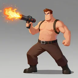 hank hill with a flamethrower 4 k epic deviantart artstation dynamic pose