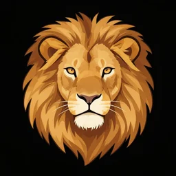 anime lion head, on a black background, full shot, 5 colors, vector art,
