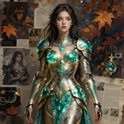 hyperdetailed portrait of beautiful topaz armored girl dark autumn. digital painting, sharp foccus illustration, artstation hq. intricate, elegant. wlop. full height. decollage. assemblange. cgsociety. by myriam wares