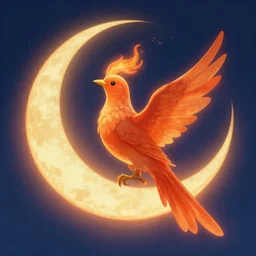 oh brilliant flaming moon bird, sing to me your doom song, whistle sweet summons for the great demise, and truly free us from the wrongful soul net of gaia. vivid, vibrant, artstation.