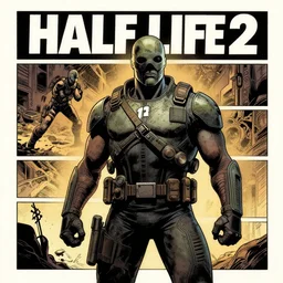 half life 2, vintage comic by greg rutkowski