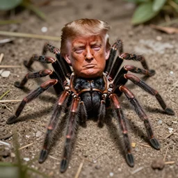 creepy spider with the face of Donald Trump