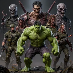 hulk vs army, horror art by beksinski and szukalski and giger and and pyromallis and dzo and iris compiet and seb mckinnon and, digital art, highly detailed, intricate, sharp focus, trending on artstation hq, deviantart, pinterest, unreal engine 5, 4 k uhd image
