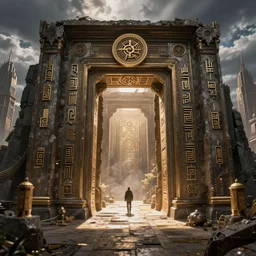ruins of ancient technology, sigils, opening the portal to another dimension, cg society