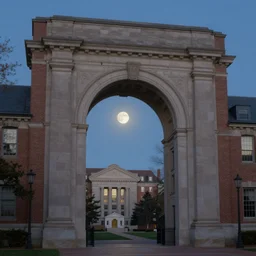 princeton university blair arch, hyperrealistic, highly detailed, cinematic, single ray of moon, beautiful, cgssociety, artstation, 8 k, oil painting