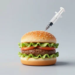 hamburger in the style of a syringe