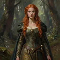 beautiful digital painting of a stylish medieval female forest with high detail, 8 k, stunning detail, works by artgerm, greg rutkowski and alphonse mucha, unreal engine 5, 4 k uhd