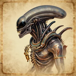 ancient egyptian art of profile [ xenomorph ] [ giger ] [ alien ] from movie aliens