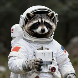 realistic photo by annie liebovitz of a raccoon dressed as an astronaut wearing a space helmet