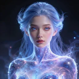highly detailed close up portrait of a celestial girl with a body made of cosmic energy, character art, studio lightning, bright colors, intricate, masterpiece, photorealistic, hiperrealistic, sharp focus, high contrast, artstation hq, deviantart trending, 4 k uhd, unreal engine 5