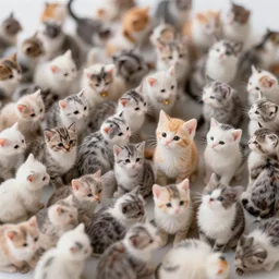 macro shot photograph of dozens of extremely tiny realistic looking kittens, 4 k, highly detailed