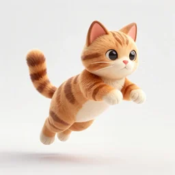 full body 3d render of a cat leaping mid air as a stylized action figure, studio lighting, white background, blender, trending on artstation, 8k, highly detailed