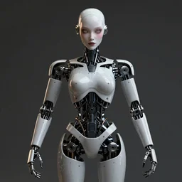 humanoid robot demon, highly detailed, expressive eyes, beautiful symmetric body, mechanical hands, award winning, by Tom Bagshaw