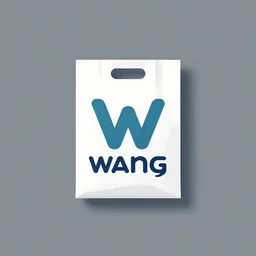 minimalist trendy imagotype logotype design for plastic bag factory called wang that represents the future, 3 d vector, fresh cool colors, trending on behance