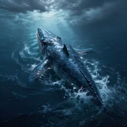 top down view of a leviathan emerging from a deep ocean during a storm, cinematic lighting, dramatic, masterpiece, trending on artstation