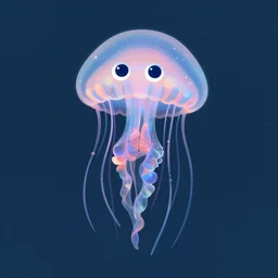 a cute jellyfish with eyes, digital art, by dan mumford, surrealistic, trending on artstationhq