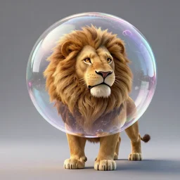 lion with soap bubble creative design, professional portrait photography, candid photography, unreal engine 5, highly detailed, accurate, character concept