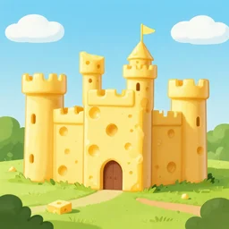 a castle made out of cheese in england, cartoon