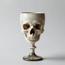 a photograph of a skull goblet,  DSLR photography