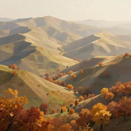 autumn in the low - poly hills, diffuse lighting, intricate, elegant, highly detailed, lifelike, photorealistic, digital painting, artstation, illustration, concept art, smooth, sharp focus, by greg rutkowski, chris tulloch mccabe, valentina remenar,