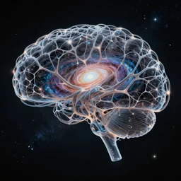 artificial intelligent art made by mimicking the neuronal network of biological brains which mirrors the cosmological universe surrealism