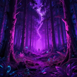 vaporwave neon forest