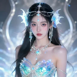 portrait of mermaid princess, glowing, ornate and intricate jewelry, jaw dropping beauty, glowing background lighting, white accent lighting, hyper detailed, fairy tale, 4 k octane render