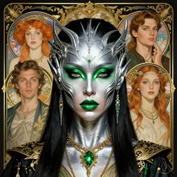 portrait of a beautiful cyberpunk amazonian mike shinoda wearing a silver green, beautiful symmetrical face, fantasy, regal, by stanley artgerm lau, greg rutkowski, thomas kindkade, alphonse mucha, loish, norman rockwell.