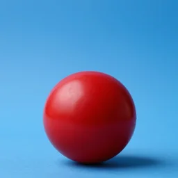 red ball on monochrome blue background