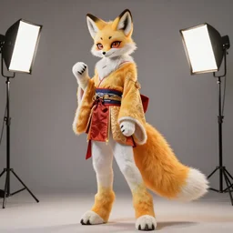 anthropomorphic edo period japanese fox geisha, long tail, fursuit, cosplay, trending on instagram, photography, sigma 8 5 mm f / 1. 4, studio lighting