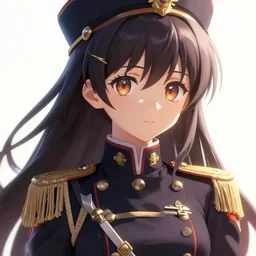 reis gremory as an anime girl with a military uniform, by range murata, artisanal art, magical trending on artstation, volumetric lighting, cute - fine - face, intricate detail, by murata range