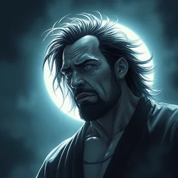 dwayne johnson as a japanese ghost from the horror film the ring with lots of hair, animation pixar style, shaded lighting poster by magali villeneuve, artgerm, jeremy lipkin and michael garmash, rob rey and kentaro miura style, trending on art station