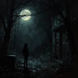 good night horror dark noir vignette distortion digital painting