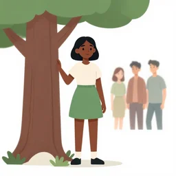 one african girl standing close to a tree, clean cel shaded vector art. shutterstock. behance hd by lois van baarle, artgerm, helen huang, by makoto shinkai and ilya kuvshinov, rossdraws, illustration