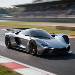 a car designed by zaha hadid, stopped on a race track