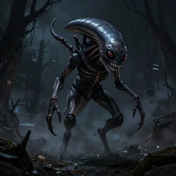 the demegorgon hovering above the ground, dark spooky night, concept art, 4K