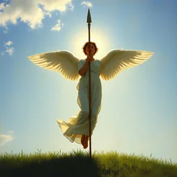 thomas cowperthwait eakins, angel of light, spear of light, green grass, blue sky, happiness, eternity
