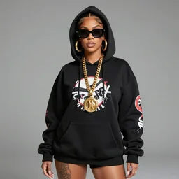 Elastigirl full body wearing designer hoodie as doja cat as cardi b wearing gold chain and sunglasses and gold hoop earrings by greg rutkowski by artgem trending on artstation hero concept art