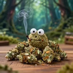 5 5 mm photo of a pile of yoshi smoking weed on a wooden table in a magical forest. dof. bokeh. magical atmosphere. art by greg rutkowski. highly detailed 8 k. intricate. lifelike. soft light. nikon d 8 5 0.