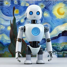a robot painted by van gogh
