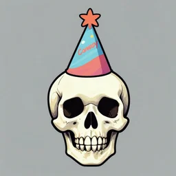 a space skull wearing a birthday hat