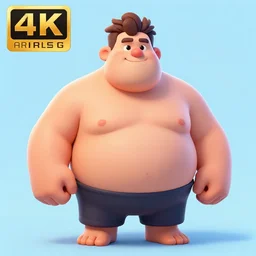 character portrait of a short tubby man with short brown hair and a giant fist, digital art, trending on artstation, 4k