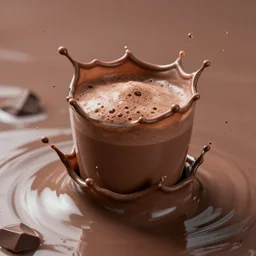 wave sweets hot chocolate milk choco lactose liquid brown dark splatter splash reflective river pool molten light frothy.