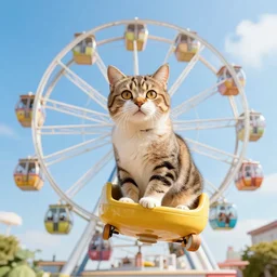 !!! cat!!!, ( ferris wheel ), feline, sitting, riding, award winning photo